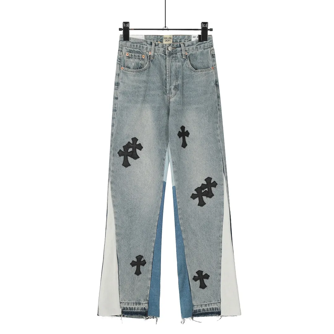 #8092 P260💰 Independent GALLERY DEPT. Vintage spliced cross loose washed flared jeans - truly restore the ultimate texture of Vintage - original hardware accessories washed and other elevators, QR code analysis are all purchased from the original factory, high degree of restoration, welcome to compare with a certain product ~ - three-dimensional version loose and comfortable, not picky about the figure, tall and slim, factory Seiko, original quality control, same style for men and women, can be matched with couples, versatile recommendation, must-have jeans for all seasons -Size: 28 30 32 34 36